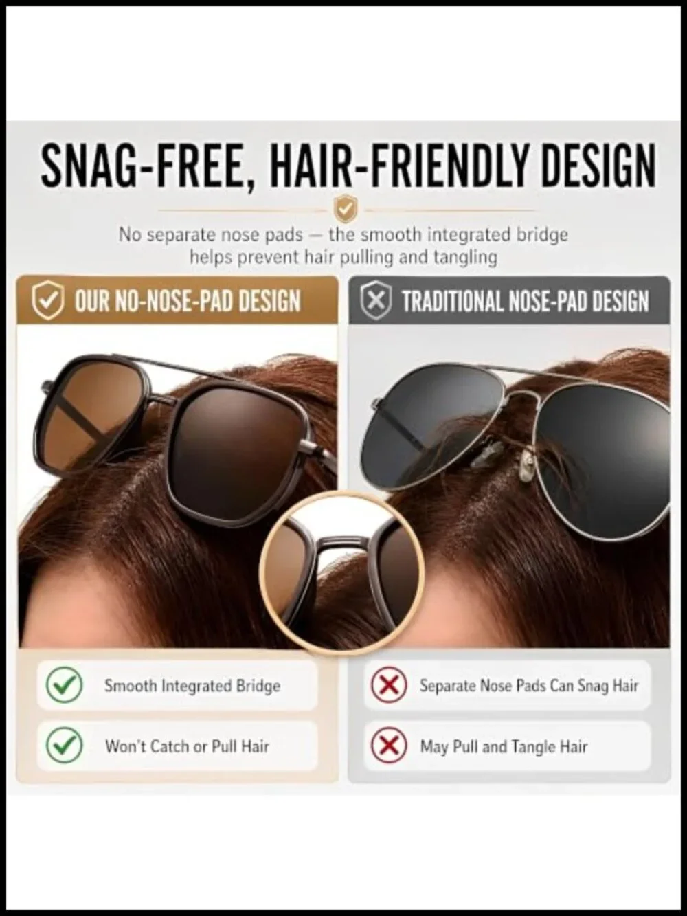 Polarized Aviator Sunglasses - UV400 Protection Retro Square Frame for Driving